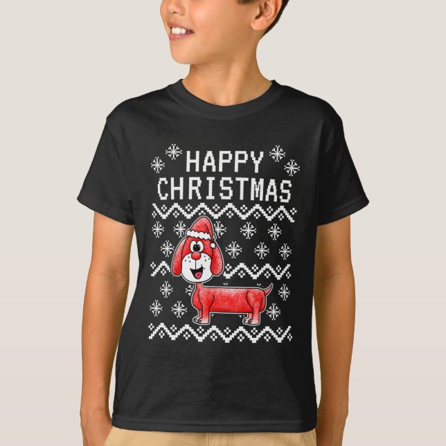 Camiseta Perro de los Navidades feos de Dachshund (Anverso)