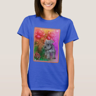 Camiseta Perro de los Rosas de la Fantasía Schnauzer Puppy