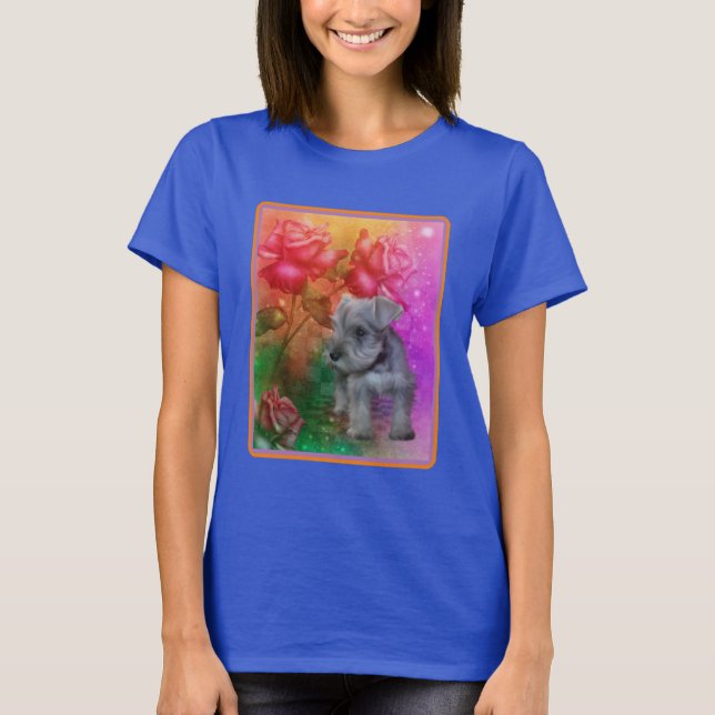 Camiseta Perro de los Rosas de la Fantasía Schnauzer Puppy (Anverso)