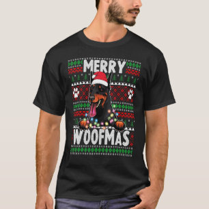 Camiseta Perro de luces de Navidad Doberman Pijama de Navid