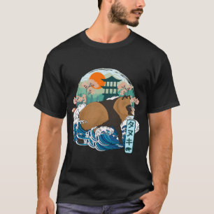 Camiseta Perro de mapache japonés Gran ola Kanagawa Japón V