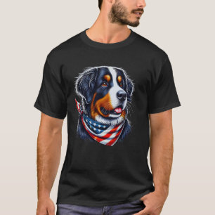 Camiseta Perro de montaña bernés bandera americana 4 de jul