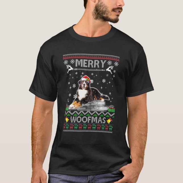 Camiseta Perro de Montaña Bernés para Feliz Navidad Woofmas (Anverso)