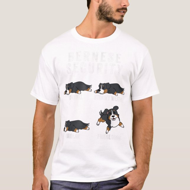 Camiseta Perro de montaña Bernés Seguridad divertida Perro  (Anverso)
