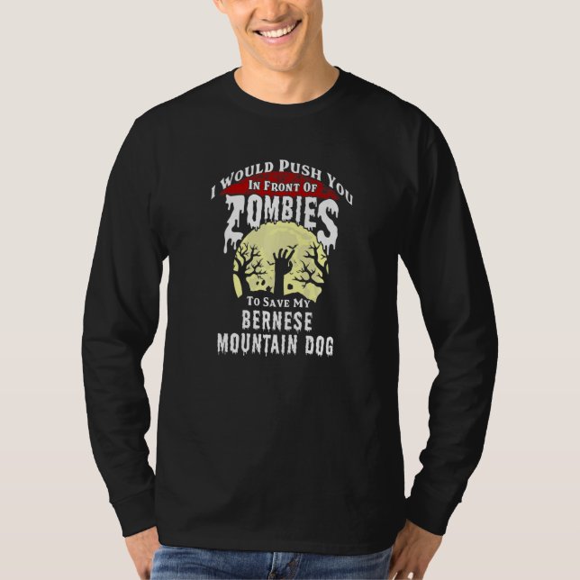 Camiseta Perro de montaña bernés zombies Halloween espeluzn (Anverso)