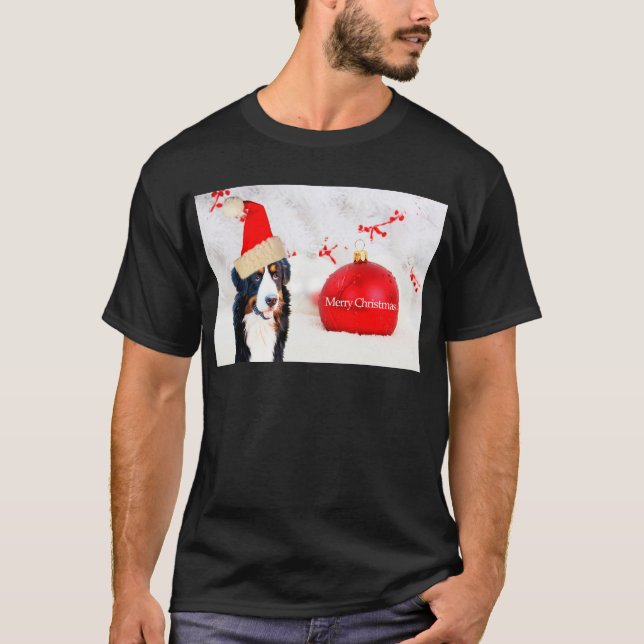 Camiseta Perro de montaña de Berna con adorno de Navidad ro (Anverso)