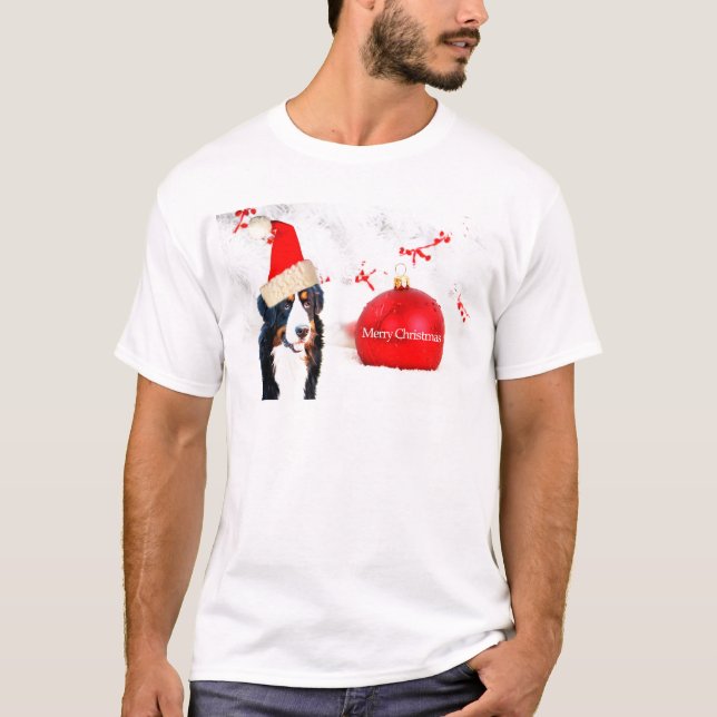 Camiseta Perro de montaña de Berna con adorno de Navidad ro (Anverso)
