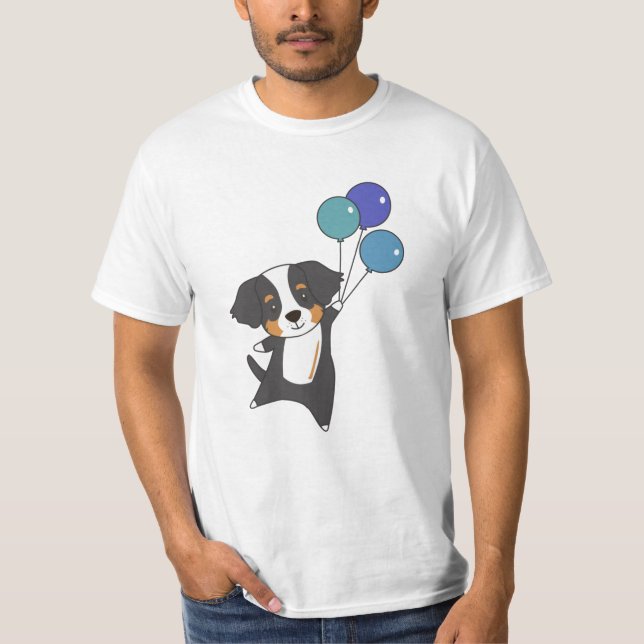 Camiseta Perro de montaña de Berna vuela con globos dulce (Anverso)
