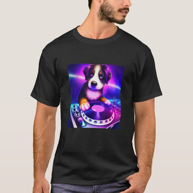 Camiseta Perro de montaña de Bernese DJ Vaporwave Niños est (Anverso)