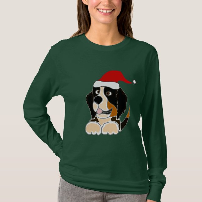 Camiseta Perro de montaña de Bernese en arte del navidad (Anverso)