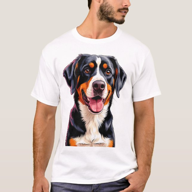 Camiseta Perro de montaña Entlebucher alegre (Anverso)