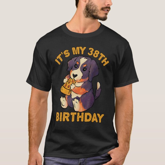 Camiseta Perro de montaña que come pizza Bernesa es mi 38°  (Anverso)