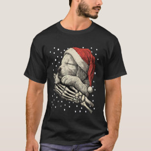 Camiseta Perro de Navidad con Gorro de Santa y Mano de Esqu