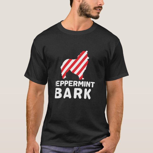 Camiseta Perro de Navidad Corteza de Menta Shetland Sheepdo (Anverso)