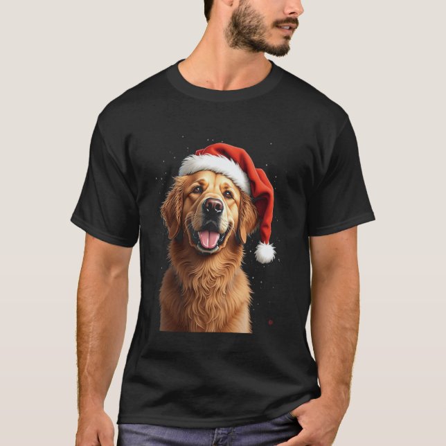 Camiseta Perro de Navidad de raza Retriever dorado (Anverso)