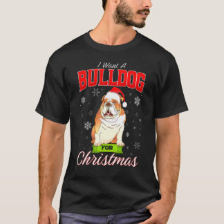Camiseta Perro De Navidad Que Quiero Un Bulldog En Inglés P