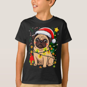 Camiseta Perro de Navidad Santa Claus Pug Cachorro X-mas