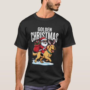 Camiseta Perro de Navidad Santa montando Retriever Dorado