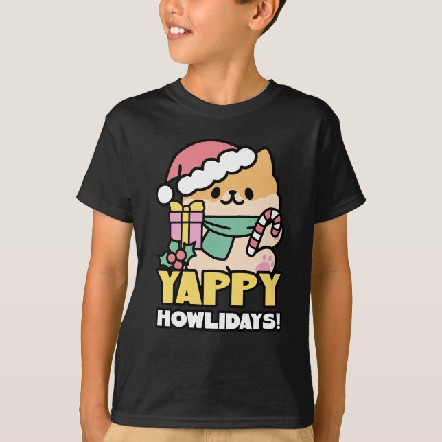 Camiseta Perro de Navidades Cuadros - Yappy Howlidays (Anverso)