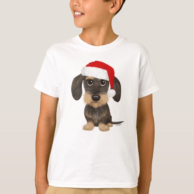 Camiseta Perro de Navidades de Dachshund Santa Teckel con c (Anverso)