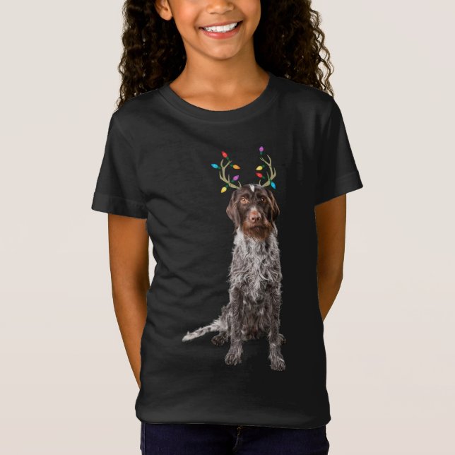 Camiseta Perro de Navidades de renos de caza con hilo de ca (Anverso)