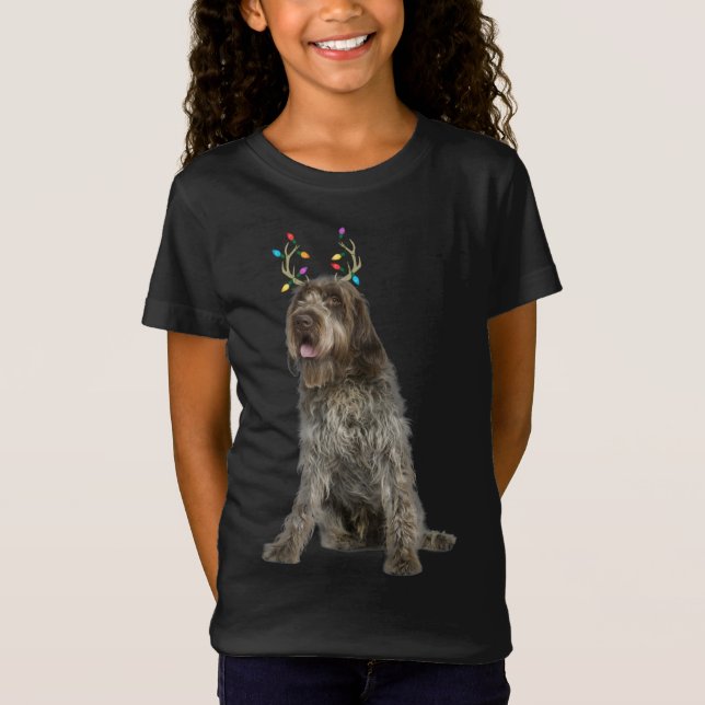 Camiseta Perro de Navidades de renos de Griffon con cabello (Anverso)