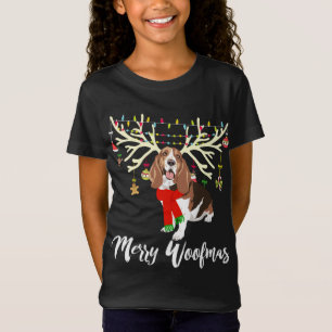 Camiseta Perro de Navidades de renos de merry Woofmas Basse