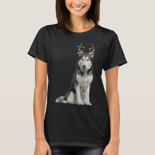 Camiseta Perro de Navidades de renos Husky siberiano