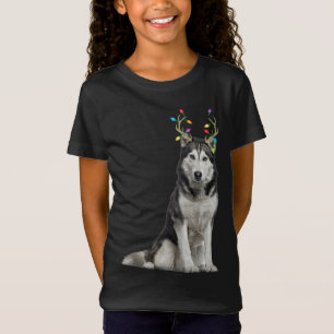 Camiseta Perro de Navidades de renos Husky siberiano
