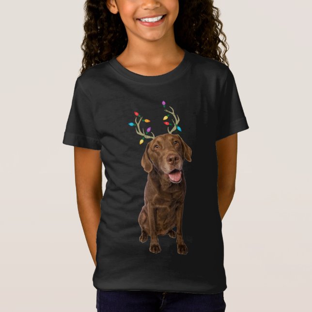 Camiseta Perro de Navidades de renos recuperadores de la ba (Anverso)