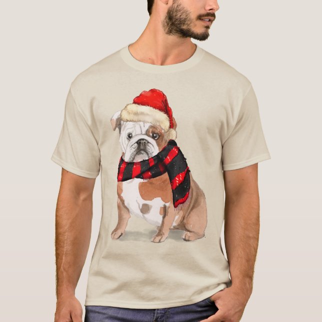 Camiseta Perro de Navidades divertidos del Bulldog inglés (Anverso)