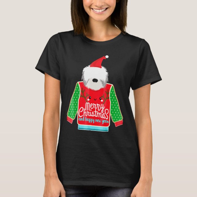 Camiseta Perro de Navidades feos de Collie con barba (Anverso)