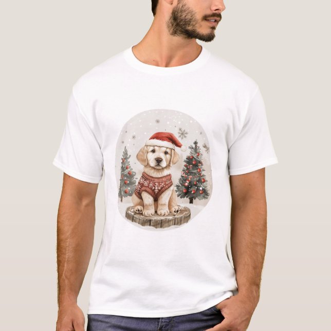 Camiseta Perro de Navidades recuperadores de Labrador (Anverso)