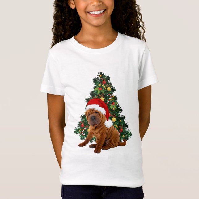 Camiseta Perro de Navidades Shar Pei, perrito de Navidad Sh (Anverso)
