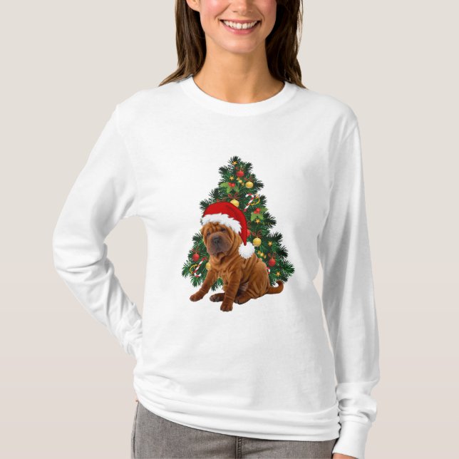 Camiseta Perro de Navidades Shar Pei, perrito de Navidad Sh (Anverso)