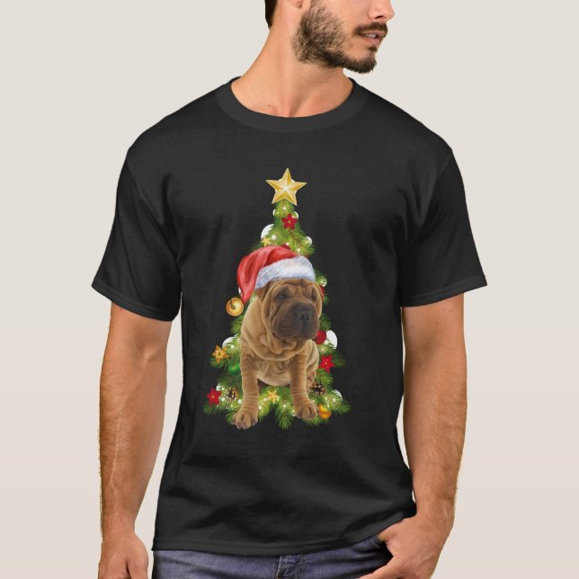 Camiseta Perro de Navidades Shar Pei, perrito de Navidad Sh (Anverso)