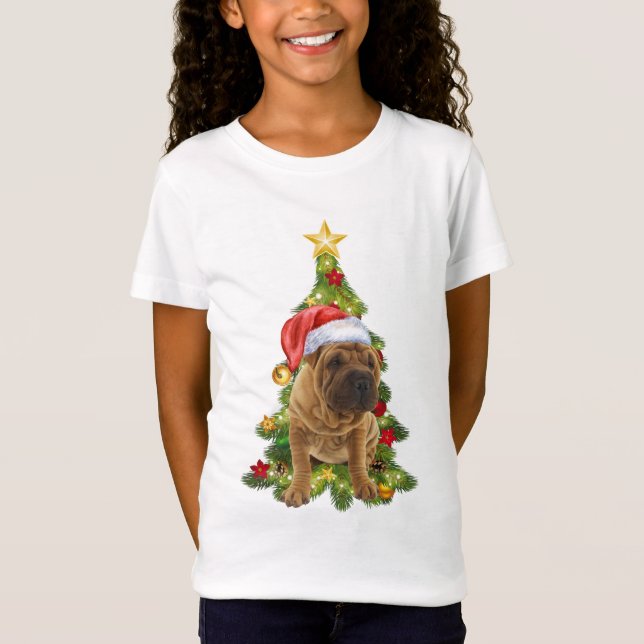 Camiseta Perro de Navidades Shar Pei, perrito de Navidad Sh (Anverso)