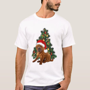 Camiseta Perro de Navidades Shar Pei, perrito de Navidad Sh