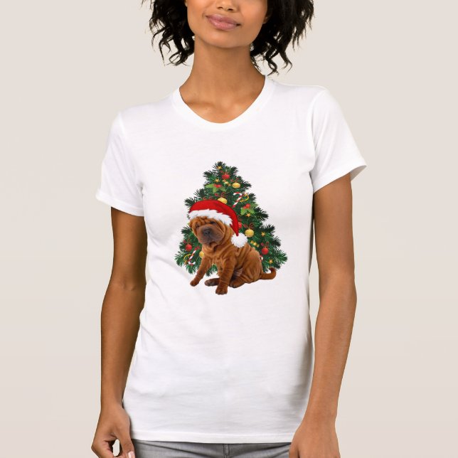 Camiseta Perro de Navidades Shar Pei, perrito de Navidad Sh (Anverso)