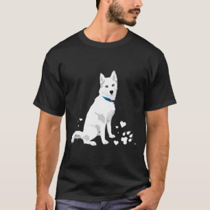 Camiseta Perro de nieve blanca dulce y dulce siberiano blan