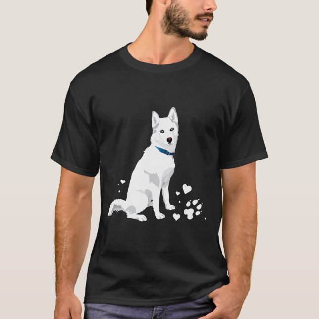 Camiseta Perro de nieve blanca dulce y dulce siberiano blan (Anverso)