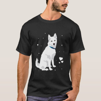 Camiseta Perro de nieve blanca dulce y dulce siberiano blan