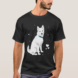 Camiseta Perro de nieve blanca dulce y dulce siberiano blan