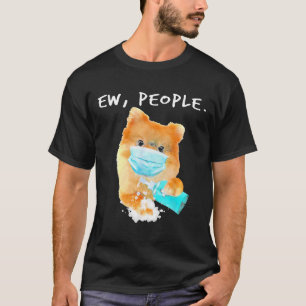 Camiseta Perro De Ojos Pomeranos Con Máscara De Cara