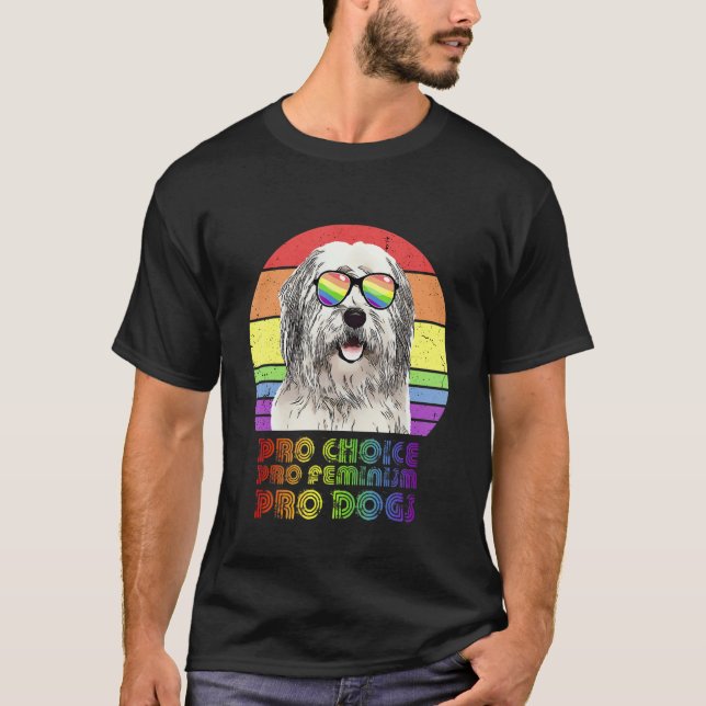 Camiseta Perro de oveja inglés Pro Choice Pro Feminismo Pro (Anverso)