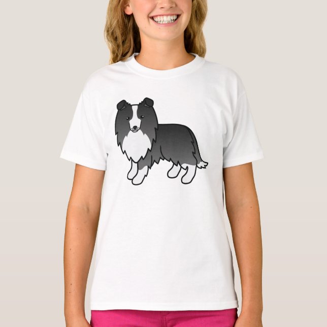 Camiseta Perro de oveja Shetland negro Sheltie Perro de car (Anverso)