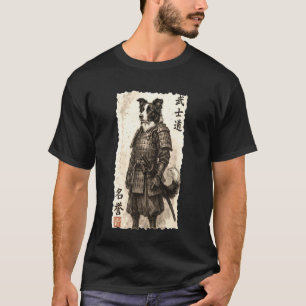 Camiseta Perro de Pastoreo Border Collie Samurái Japonés Vi