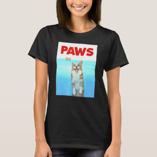 Camiseta Perro de Patas Parodia 80s Corgi Tiburón   Perro
