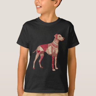 Camiseta Perro de patchwork con corazón estilo San Valentín