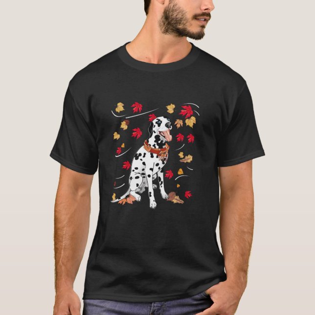 Camiseta Perro de pavo blanco Dalmacia maple Leaf Acción de (Anverso)